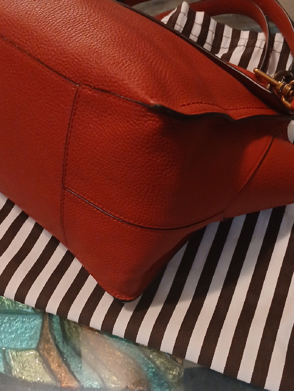 Henri Bendel Sabrina Satchel In Reddish Orange leather satchel - Picture 8 of 10